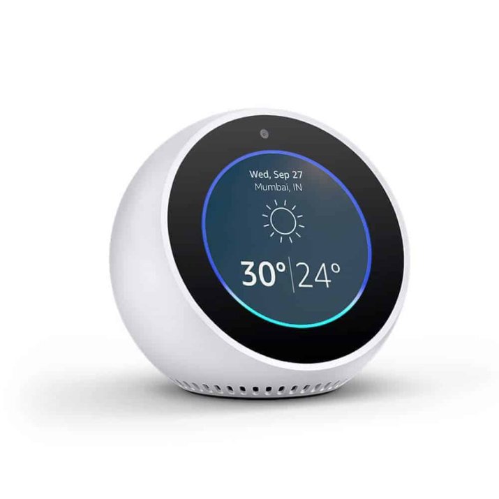 Amazon Echo Spot – Smart Alarm Clock with Alexa - White