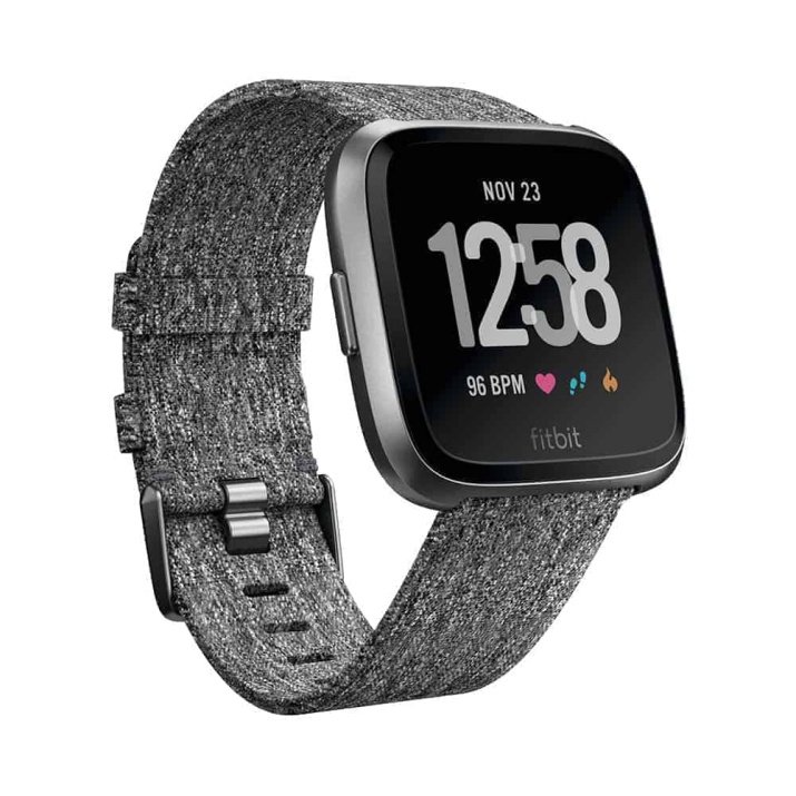 Fitbit Unisex Versa Special Edition Health and Fitness Smartwatch, Onesize (Charcoal) Woven